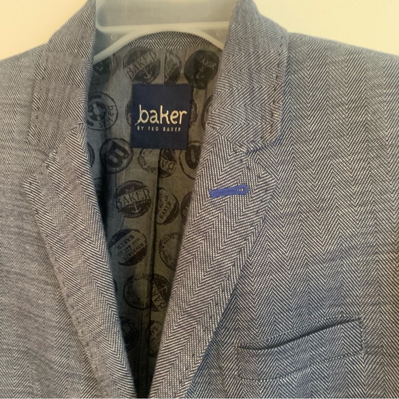 Baker by Ted Baker Anchor Sail Theme Herringbone Blazer Jacket - Picture 8 of 15